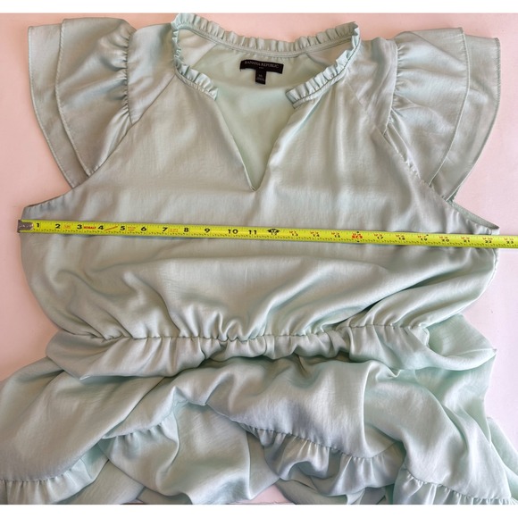 Banana Republic Mint Green Flutter Sleeve Tiered Mini Dress Womens XL - Picture 5 of 8